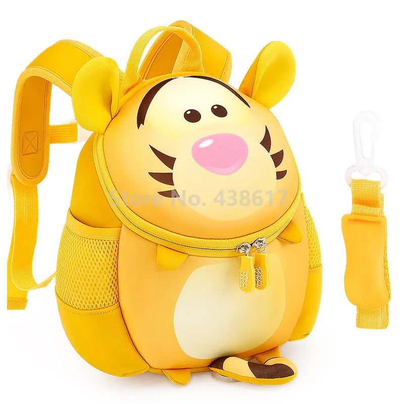 3D Tigger, тигр, милые животные, анти-потеря, рюкзак для малышей, школьная сумка для детского сада, школьная сумка с поводком безопасности, детские сумки