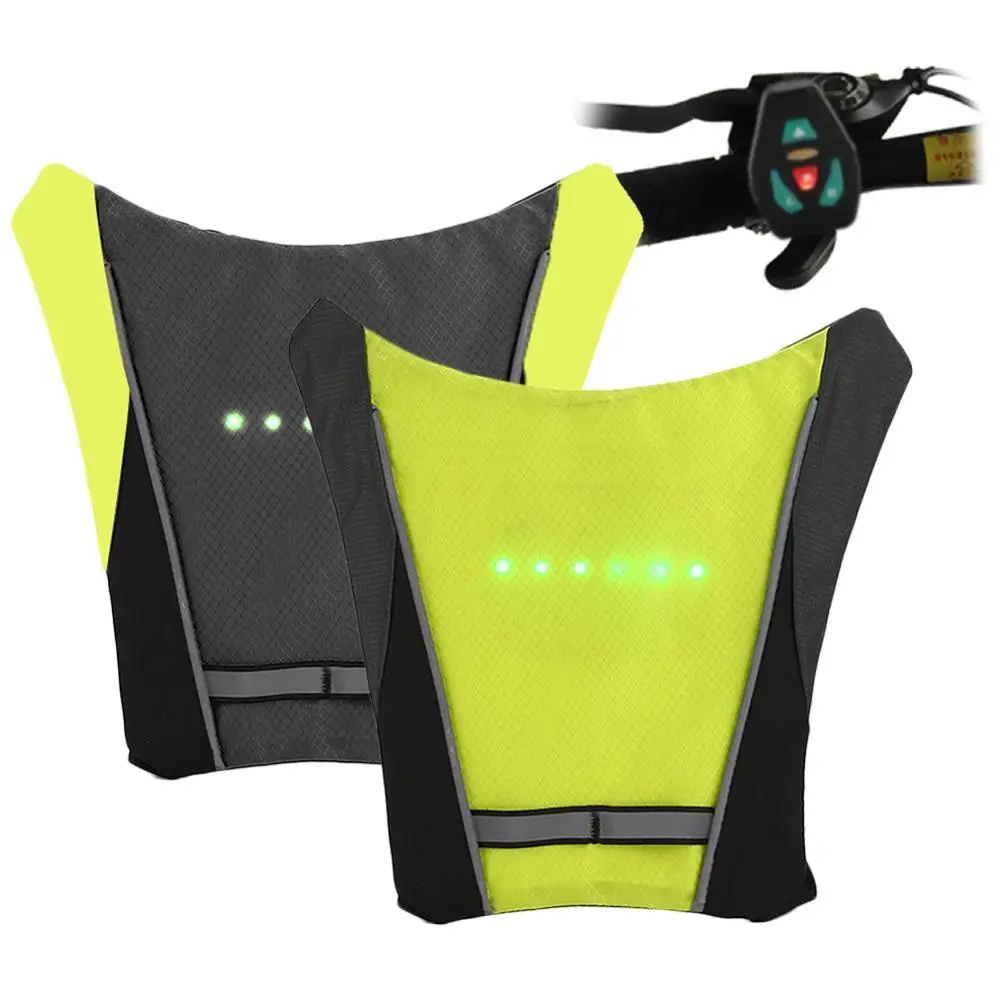 

LED Riding Backpack USB Riding Vest Wireless Safety Cycling Bicycle Vest Turn Signal Light Vest for Bicycle Night Warning