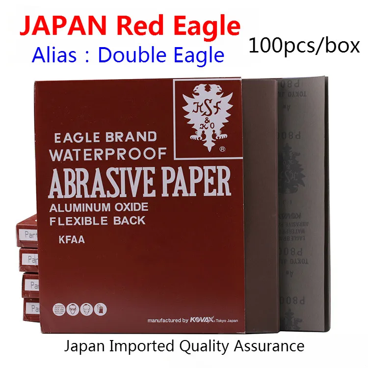 100pcs Imported Japanese Red Eagle Japan Double Eagle Sandpaper Dry and Wet Two Sandpaper Mould Polishing Sandpaper 120#-2000