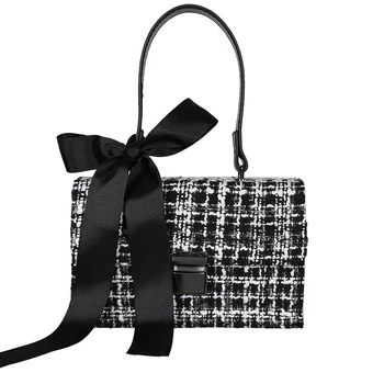 

2020 Fashion Women Handbags Vintage PU Leather Mini Crossbody Bags For Ladies Shoulder Bag Plaid Bow Design Messenger Bag