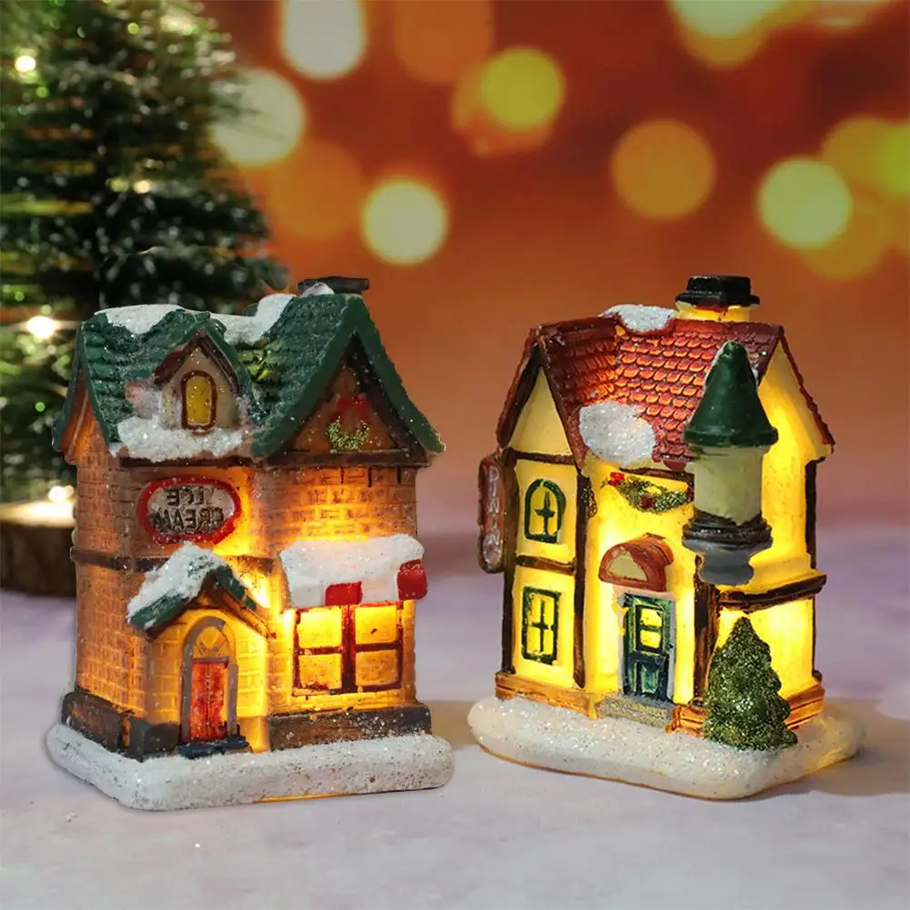 

Christmas House Figurines Durable LED Miniature Landscape