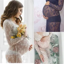 Женское платье с v-образным вырезом, кружевное Макси-платье для беременных, платье для фотосессии, реквизит для фотографии, Одежда для берем...