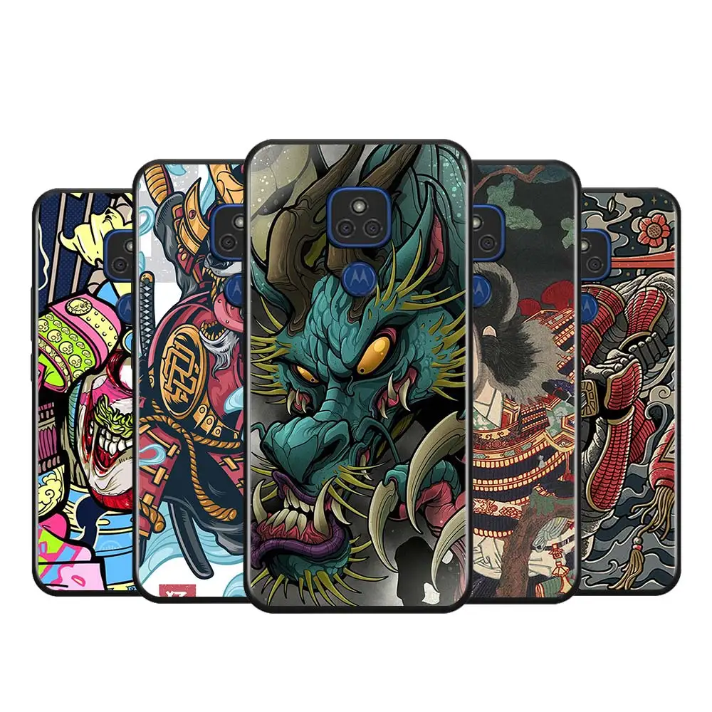 Японский самурай для Motorola G9 G8 G E7 E6 One Play Marco Hyper Fusion Stylus Power Lite Edge Plus черный чехол