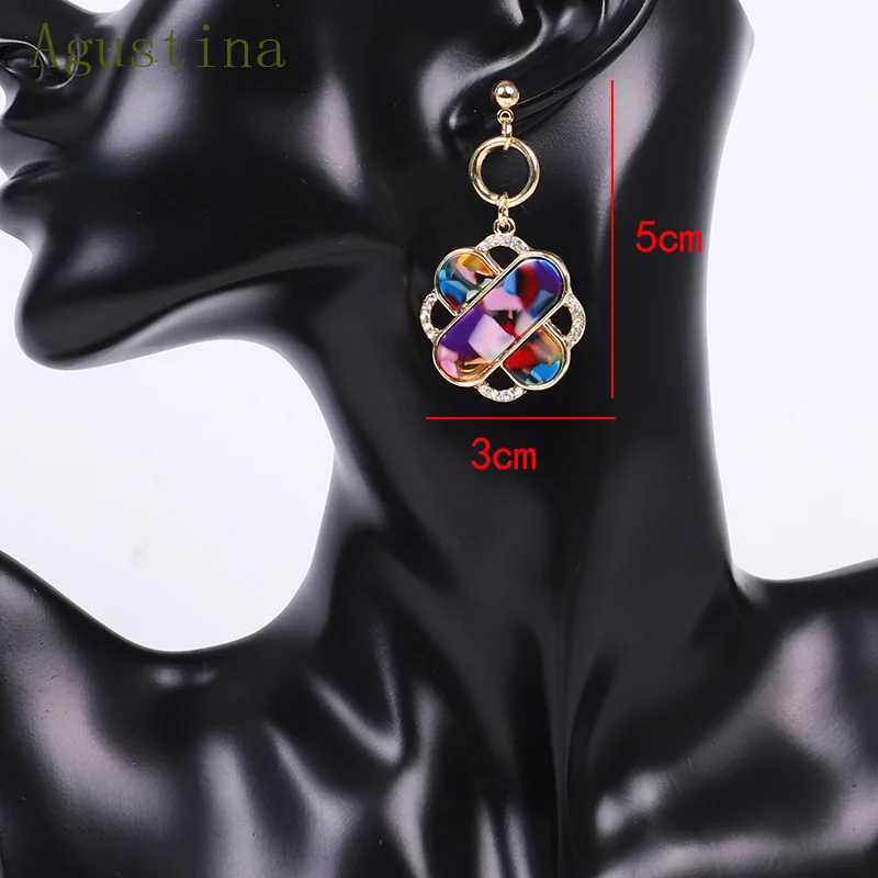 Bohemian Multicolor Acrylic Earrings Fashion Resin Drop Earrings for Women Geometric Earrings Statement Wedding Jewelry Gift