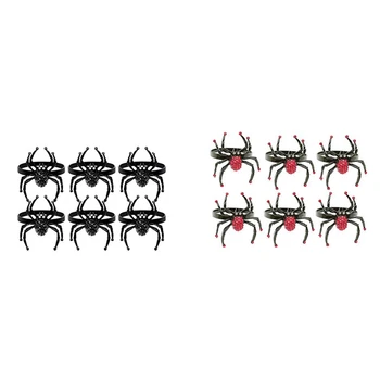 

6Pcs Napkin Ring Buckles Spider Napkin Rings Halloween Party Decoration Crafts Holder for Dining Room Table