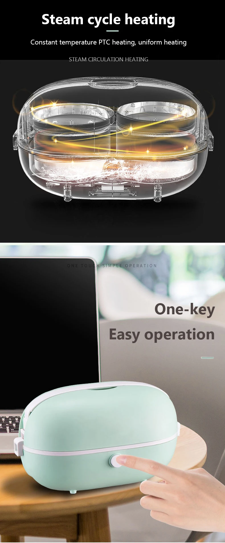 Description Picture 4 of itemElectric Rice cooker for Car Home Food steamer portable lunchbox Egg boiler Food warmer insulation ceramic stainless steel liner