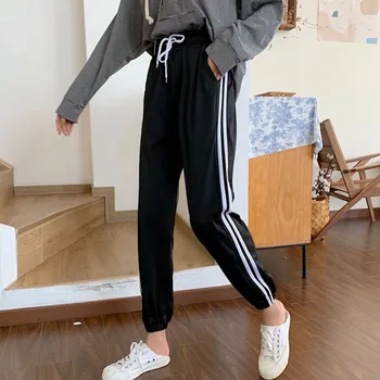 

Women Loose Harem Pants High Waist Comfort Ankle Length Trousers Drawstring Pocket Trousers Fashion Striped Pencil Pants