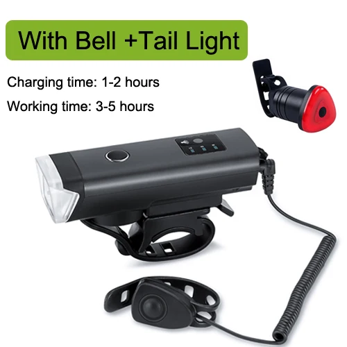 1200 мА/ч индукционный велосипедный светильник, передний USB Перезаряжаемый умный головной светильник с рогом, высокий люмен, светодиодный велосипедный фонарь, велосипедный светильник-вспышка - Цвет: with bell and red C