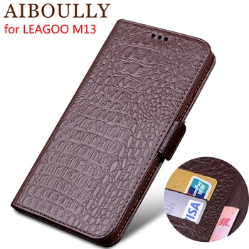 

AIBOULLY Genuine Leather Flip Case For LEAGOO M13 6.1'' Protective Phone Cover For LEAGOO M11 Leather Wallet Silicon Case