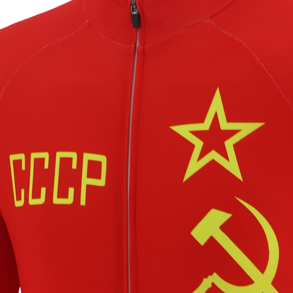 CCCP Ретро велосипедная майка с длинным рукавом Топ Мужская Красная Зимняя флисовая одежда для горного велосипеда и осенняя тонкая велосипедная одежда