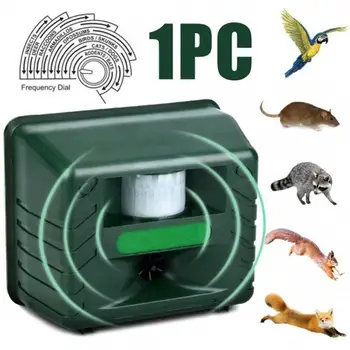 

Useful Portable Pest Repeller Outdoor Waterproof Adjustable Ultrasonic LED Bird Pest Animal Reject Repeller