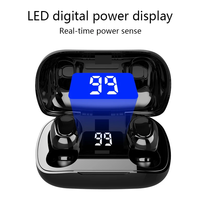 

TWS Bluetooth 5.0 Earphones 2200mAh Charging Box Wireless Headphone 9D Stereo Sports Waterproof Earbuds Headsets With Microphone