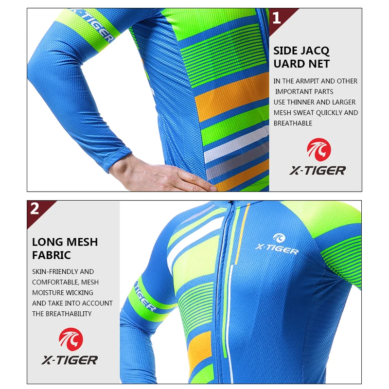X-Tiger длинный рукав Велоспорт Джерси дышащий Ropa Ciclismo спортивные одежды для велосипедиста велосипед велосипедная одежда для мужчин