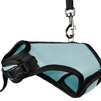 

Blue Adjustable Soft Harness with Elastic Leash for Rabbits Small Pet Clothes Leash Vest Type Chest Back