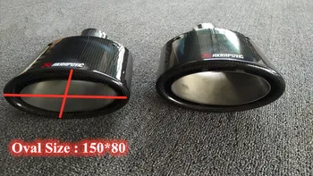 

One Piece Car styling Glossy Carbon Oval Slanted 150mm*80mm muffler Exhaust tip muffler pipe Tailpipe trims Nozzle Tails