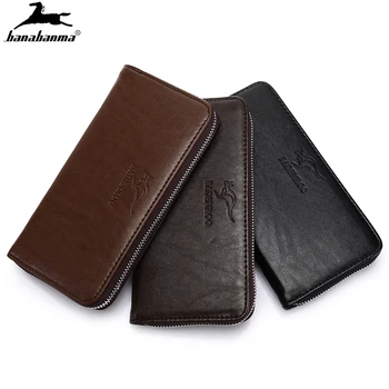 

men's wallet Brand Famous Man Leather Long Clutch Wallets Male Billfold Money Purse Business Retro Portfel carteira masculina