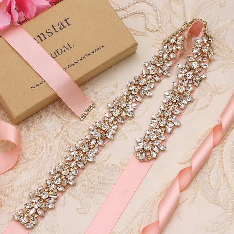 MissRDress Wedding Women Rhinestones Handmade Belt Wedding Evening Dress Belt Accessories Marriage Bridal Sashes Girlfriend Belt