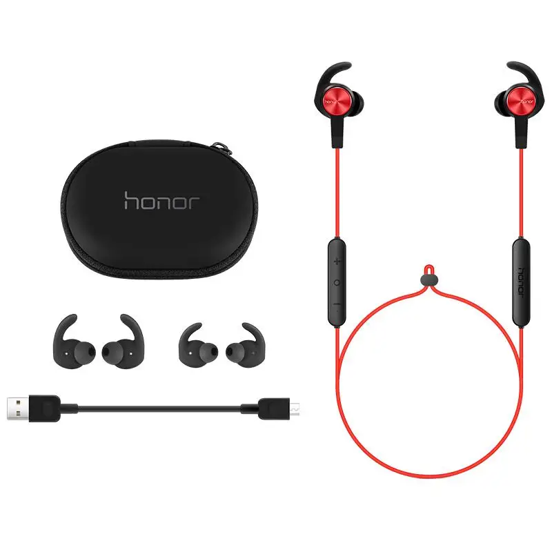 Оригинальные наушники huawei Honor xSport Bluetooth AM61 IPX5 водонепроницаемые BT4.1 Музыка микрофон управление беспроводная гарнитура для Android IOS - Цвет: Red