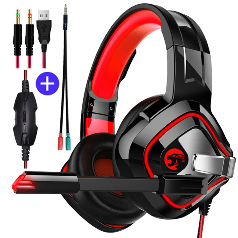 Red-2 A66 PS4 Игровые наушники стерео RGB дыхательный светильник наушники гарнитура с микрофоном для нового Xbox One/PC разъем геймера - Цвет: Red-2