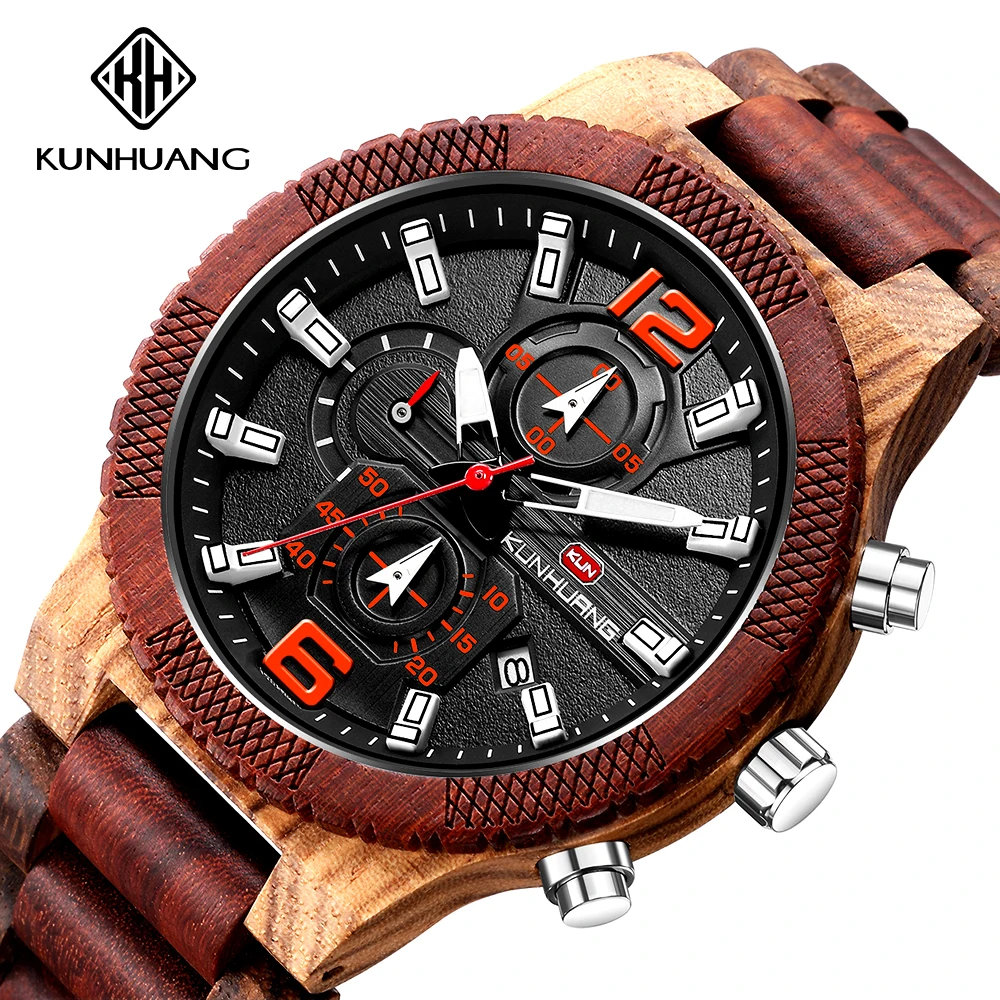 

Wooden Watch Men Luxury Brand Wood Timepieces Date Display Luminous Quartz Watches Gift For Male Dropshipping relogio masculino