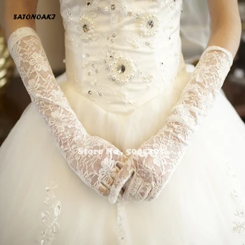 

SATONOAKI Cheap Lace Wedding Gloves White Black Ivory Red Elbow Length Finger Bridal Gloves Long One Size Wedding Accessories