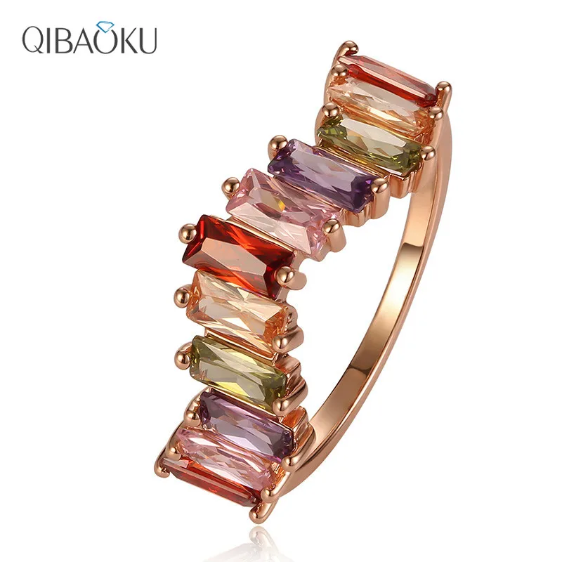Zircon coloreado anillo de diamantes de imitación W-diseño en forma de anillo para mujer anillos de boda de joyería creativa anillo de compromiso