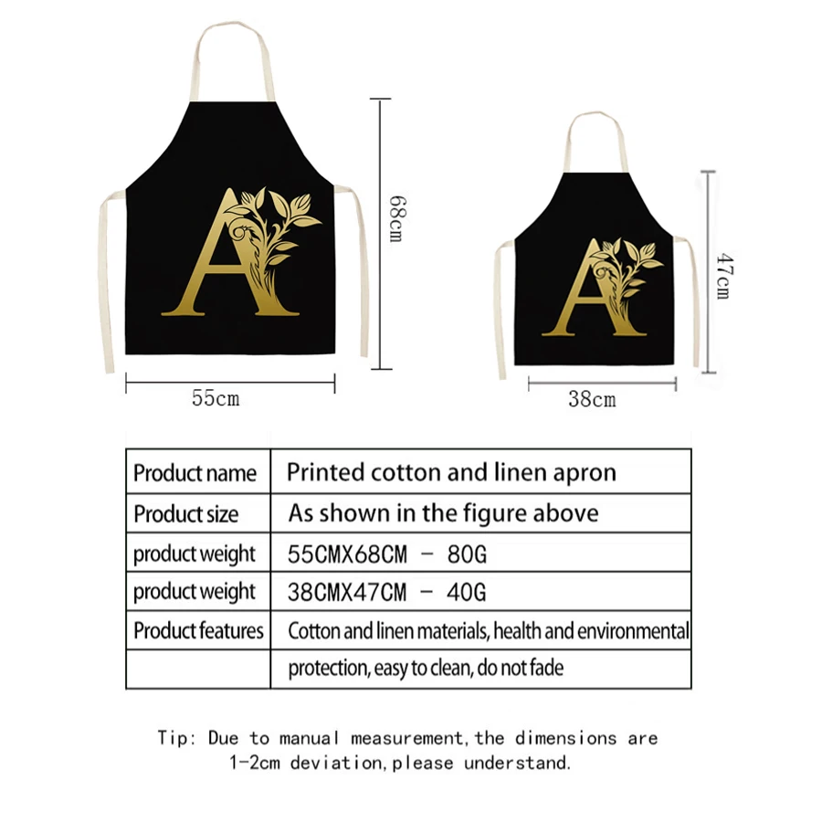 Yellow English Letter Flowers Printed Linen Sleeveless Aprons Woman Man Kitchen Supplies Cooking Baking Coffee Shop Accessories