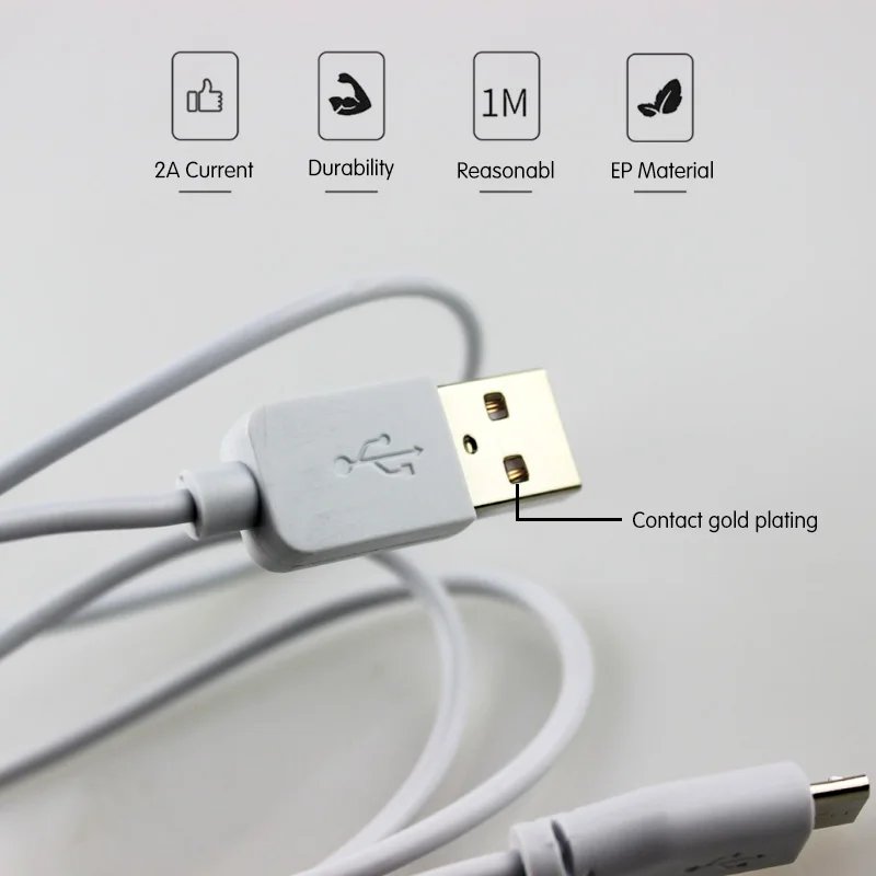 2 шт. 1 м белый микро USB2.0 кабель передачи данных для аndroid бескислородный медный проводник ПВХ с REACH/ROHS для всех Android ячеек линия передачи данных