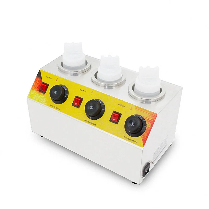 Commercial Sauce Warmer Electrice Sauce Bottles Warmer Cheese Chocolate jam 3 Bottles Warming Machine Dispenser Melter