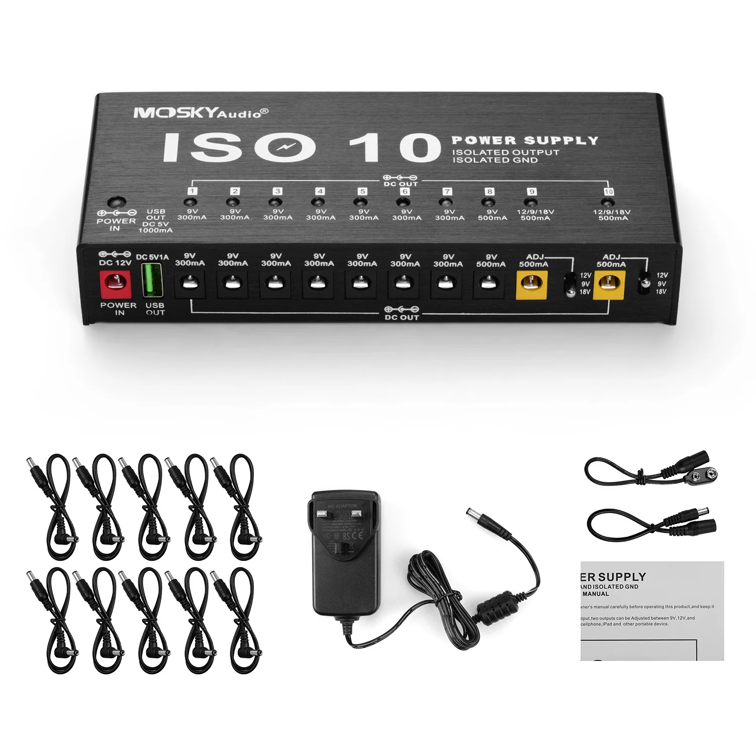 Fonte de Alimentação Mosky com Efeito de Guitarra Isoladas e Uma Efeitos de Guitarra Usb de 5v para 9v Saídas Saída 18v 10 dc 12v - Image 5