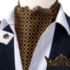 Mens Paisley Silk Floral Check Gold Teal Green Vintage Necktie Cravat Tie Wedding Formal Ascot Scarves Pocket Square Set DiBanGu ► Photo 3/6