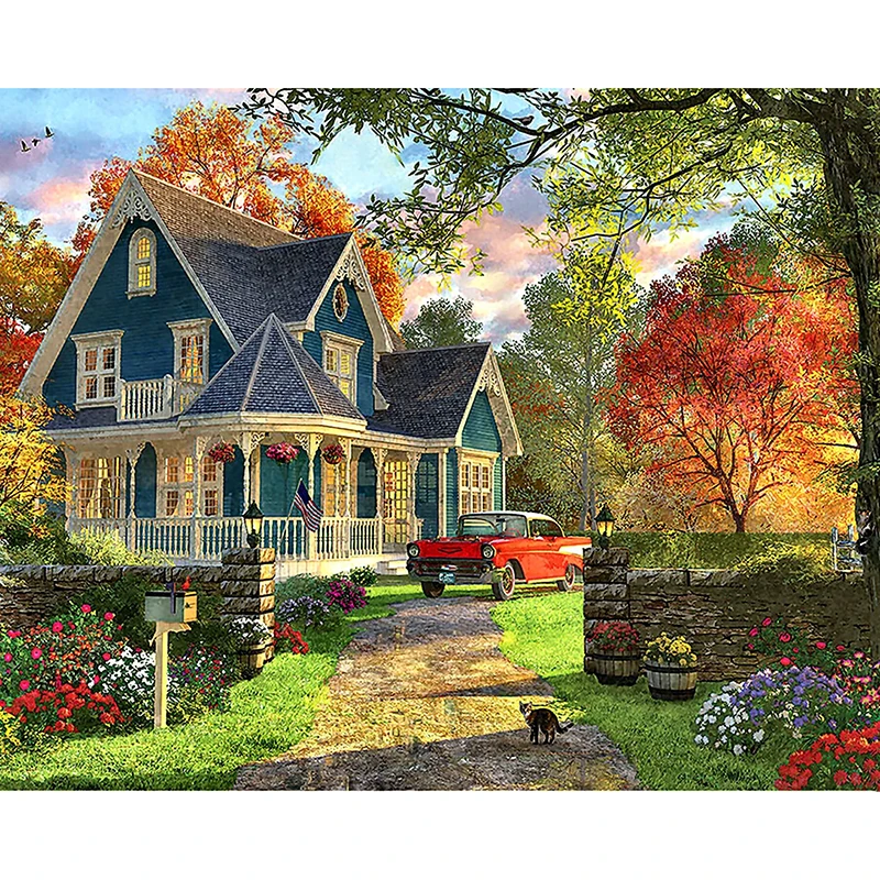 DIY 5D full square Diamond embroidery villa car nature landscape 3d diamond painting Cross Stitch Rhinestone mosaic home decor