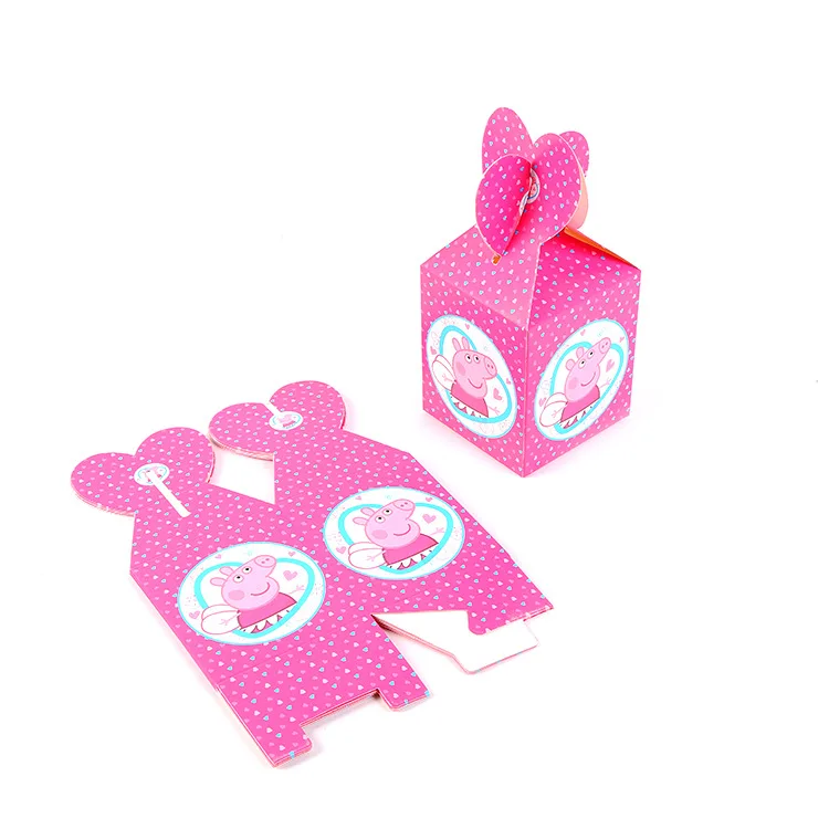 Peppa Pig Birthday Party Sets Anime Figure Party Decoration Supplies Cup Hat Spoon Activity Event Kids Birthday Gifts 2P28 - Цвет: Candy box 6pcs