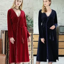 Новые пижамы женские бархатные халаты свадебное платье пижамы с ремнями пижамы для сна# BY30