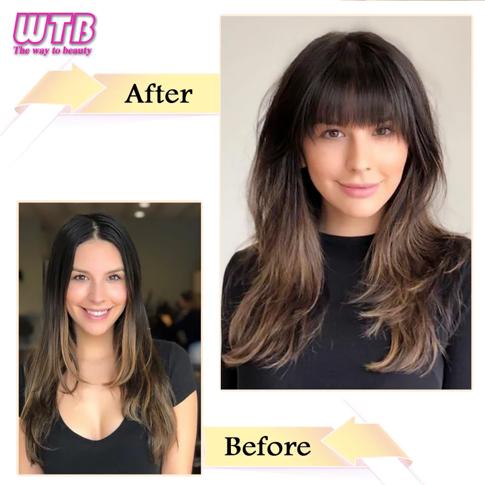 WTB Synthetic Fake Blunt Air Bangs Front Hair Extension Fringe Natural False Hairpieces Women Clip In Bangs Heat Resistant