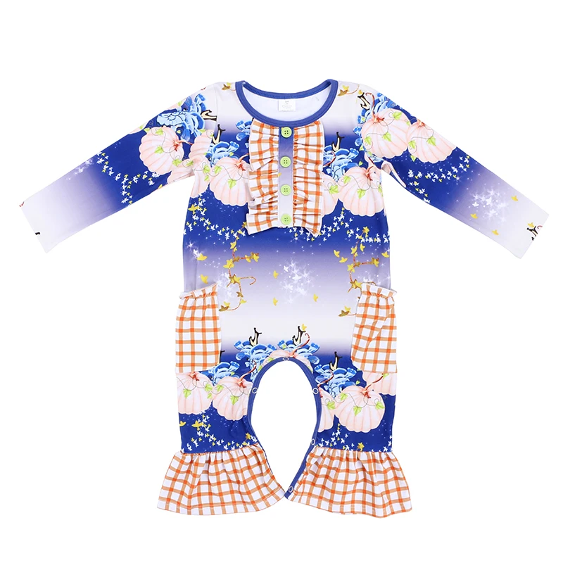 KY-LYK-248 Kaiya Angel/Новое поступление; комбинезон для маленьких девочек; одежда с цветочным рисунком и карманами; коллекция года; сезон осень-зима; комбинезон с оборками и длинными рукавами для малышей - Цвет: KY-LYK-248