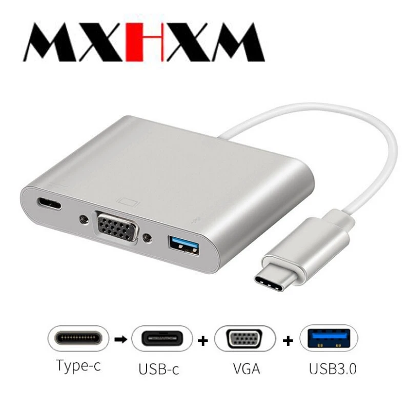 Переходник с разъемом type-C на VGA 3в1 USB-C к адаптеру VGA