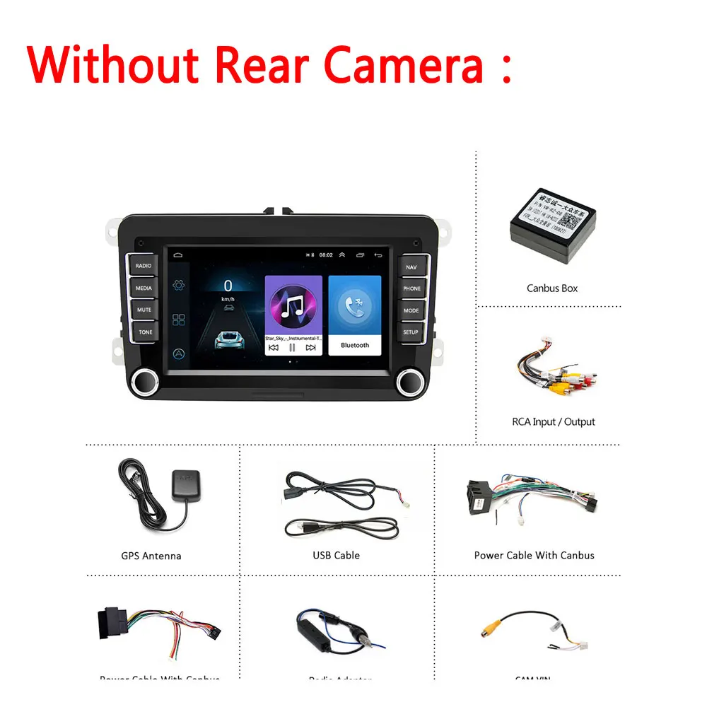 LeeKooLuu 2Din Android Радио " авто радио gps навигация для VW/Volkswagen/Golf/Polo/Jetta/Passat/Skoda/Octavia радио Coche - Цвет: Without Rear Camera