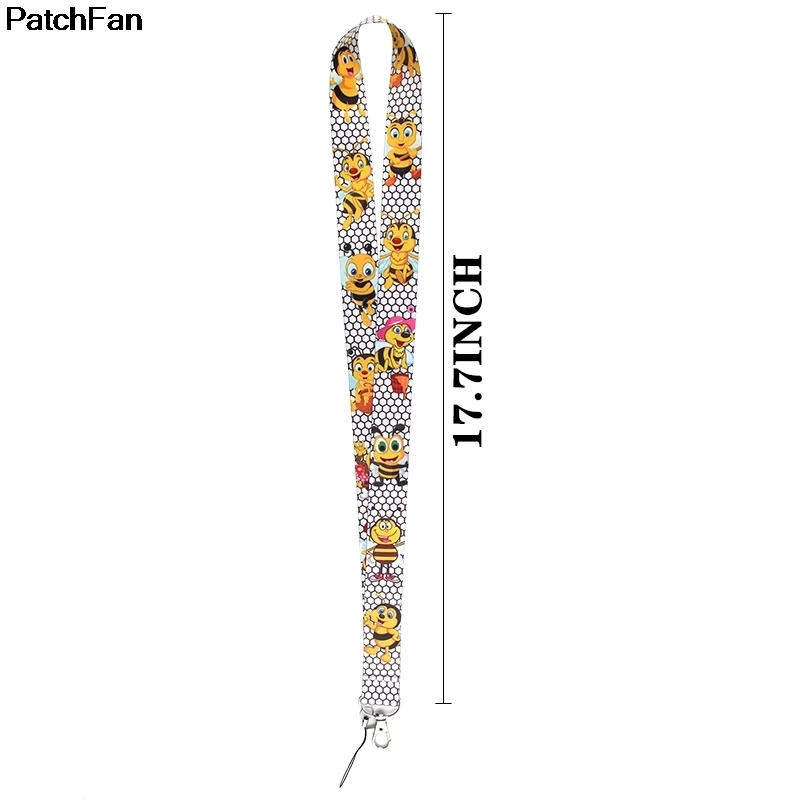 20 шт./лот A2458 Patchfan мультфильм пчела ключ ремешок для ключей ID телефон USB держатели бейджей телефон шейный ремень лямки для детей Подарки