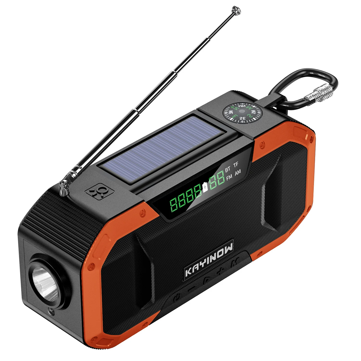 2021 Multifunctional Portable Bluetooth Speaker Hand Crank Solar Radio AM/FM Radios LED Flashlight and 5000mAH Power Bank w/ sos 