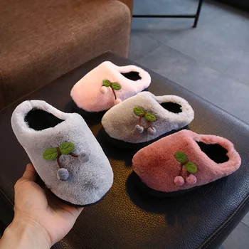 

Winter Kids Boy Girl Slippers Cottom Children 2019 2020 Cute Indoor Non-slip Cartoon Home Slippers Keep Warm SJT011