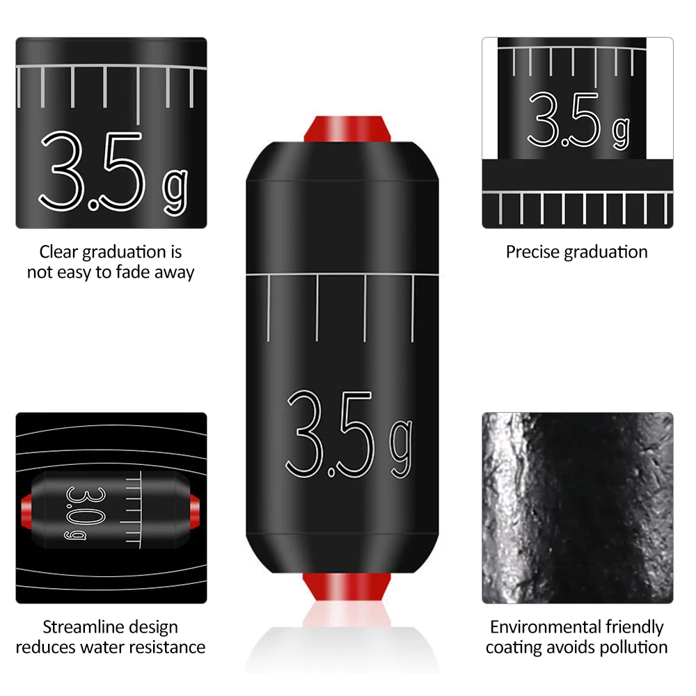

Hot New 5Pcs/lot Safety Lead Sinker with Graduations Environmental Coating Lure Weight Sinker Sheet Rolls for Carp Fishing