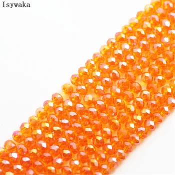 

Isywaka Orange AB Color 1800pcs 2mm Rondelle Austria faceted Crystal Glass Beads Loose Spacer Round Beads for Jewelry Making
