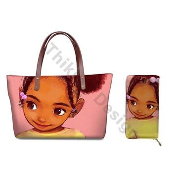

Cute African Black Girls Printing Women Handbags Purses Set Fashion Casual Ladies Travel Bags Shoulder Bag Bolsa Feminina