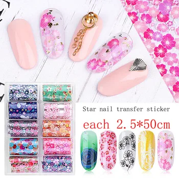 

10Pcs/box Starry Sky Holographic Colorfull Sticker Nail Transfer Foil Nail Stickers Set DIY Manicure Nail Art Decoration