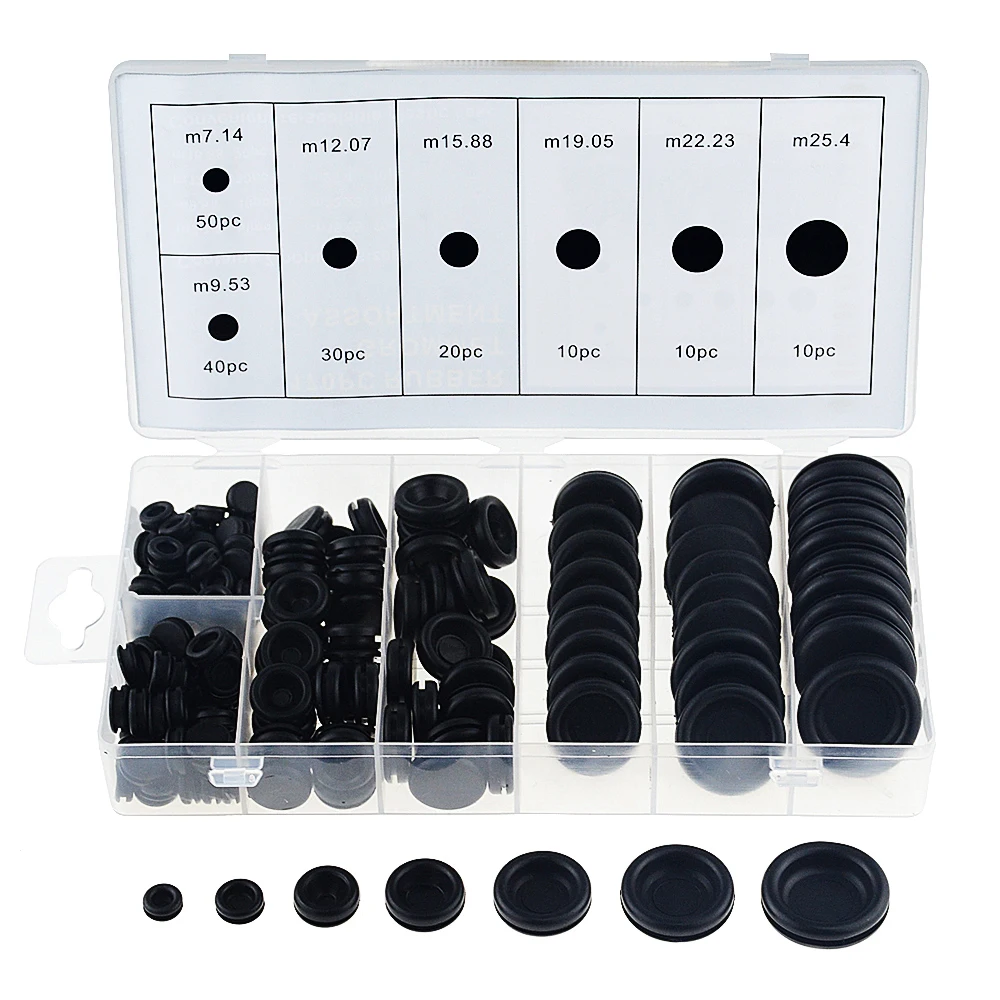 Rubber Hole Plugs Rubber Grommets Ring Rubber Seal Ring 170PCS Black Rubber Grommet Firewall Hole Plug Retaining Ring Set for Car Electrical Wire Gasket Kit Cylinder Valve Water Pipe