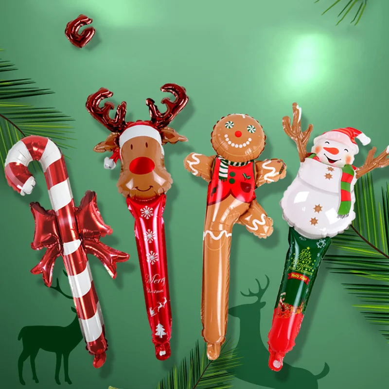 24 Inch Christmas Inflated Hand-held Balloon Santa Candy Cane Snowman Elk Balloon Children's Gifts Party Banquet Supplies