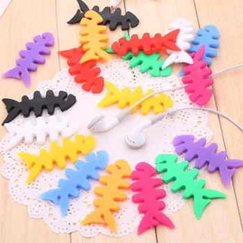 

5Pcs Fish Bone Silicone Cable Holder Organizer Cable Management Clips Protector Wired Headphones Accessories for Mobile Phones