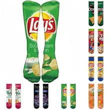 1 пара забавных носков унисекс для мужчин и женщин с рисунком картофельных чипсов, гольфы, Хлопковые гольфы для мужчин Kawaii