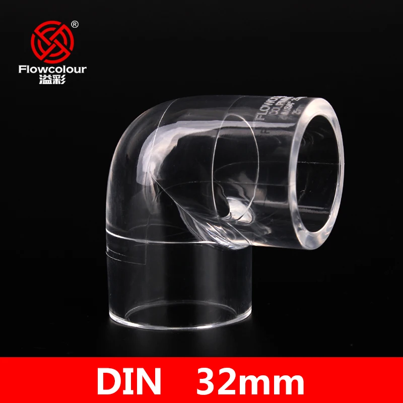 

Flowcolour 32mm Transparent Acrylic 90 Degree Elbow Glass Tube Bonding Aquarium Lab use Fish Tank Pipe Adapter